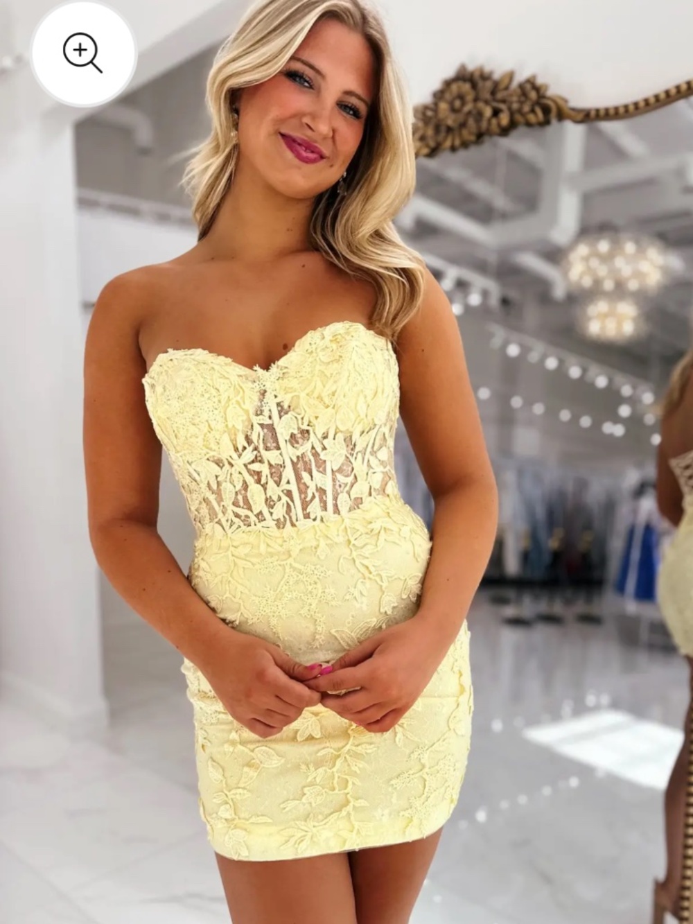Yellow Embroidered Corset Mini Dress Size 0